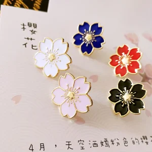 Cherry Blossom Badges Pins Cute Metal Cartoon Badges Brooch Clothing Bags Soft Enamel Sakura Personalized Brooch