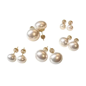 Cherry Blossom Bread Imitation Pearl Stud Earrings Casual Sporty Style 18K Gold Plated Zinc Alloy Men’s Jewelry