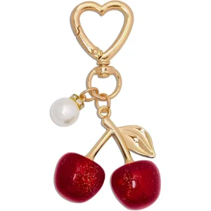 Cherry Bow Letter Keychain Sparkly Bowknot Purse Charm Flower Key Chain for Handbags Backpacks Keys Fruit-themed Pendant Bags