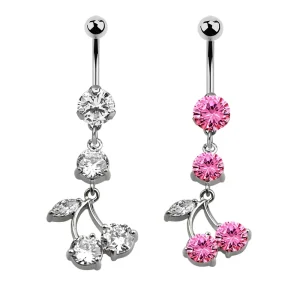 Cherry Dangle Belly Button Rings Stainless Steel Christian Engagement 10mm Navel Piercing Jewelry Fashion Women Body Jewelry