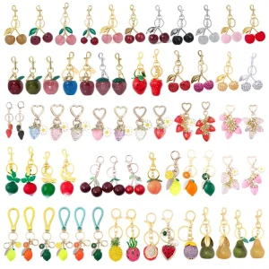 Cherry Strawberry Keychain Fashionable C Shaped Bag Charm Women’s Handbag Accessory Lemon Apple Cherry Car Keyring