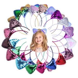 Chic Cute Cartoon Ear Hair Hoops Bling Bow Headband Accessory for Girls