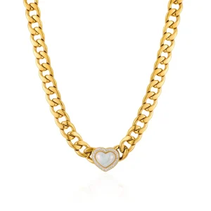Chic Fashion Stainless Steel Natural Shell Heart Charm Necklace Bracelet Bohemia Chain Jewelry for Women