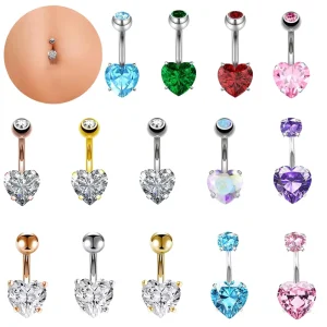 Chic Fashion Stainless Steel Piercing Jewelry Heart Four Claws Belly Ring Charm Belly Puncture Navel Nail Body Jewelry