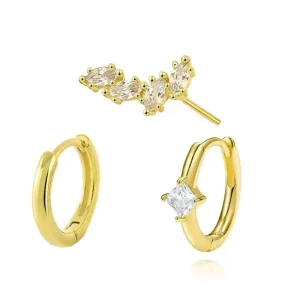 Chic Hypoallergenic 3pcs Set Zircon Piercie Stud Earrings for Women Girl Daily Wear Jewelry