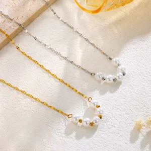 Chic Light luxury Pendant Necklace Water Wave Chain Electroplated Stainless Steelversatile Trendy Instagram worthy Stylish