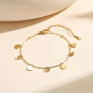 Chic Timeless Stainless Steel 18K Gold Plated Love Heart CZ Bracelet Mother of Pearl Bracelet Valentine Gift for Women