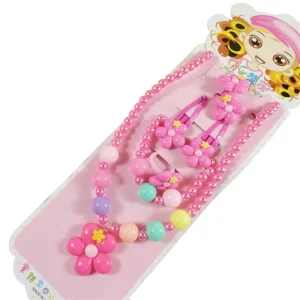 Children Girl Acrylic Color Pearl Necklace Bracelet Jewelry Sets Kids Costume Jewelry