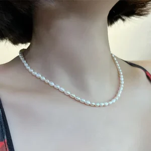 Children’s 7 8mm Natural White Handmade Potato Shape Pearl 925 Silver Gold Plated AAAA AAAAA Grade Necklace