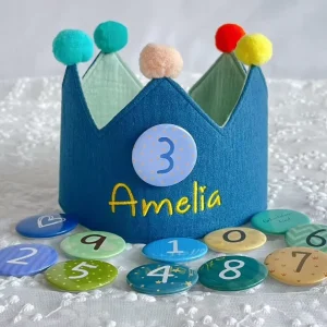 Children’s Birthday Hat Crown Fabric Round Ball Party-themed Crown Cute Solid Color Soft Hair Accessory
