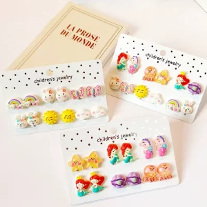 Children’s Ear Clips No Piercing Earrings Princess Cute Unicorn Resin Earrings Accessories