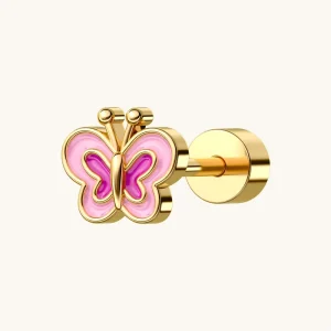Children’s Flat Back Fashion Cartilage ASTM F136 Internally Threaded Heart Shape Lip Stud Titanium Zircon Body Labret