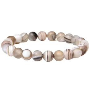 Children’s Gift Wedding Fashion Multicolor 8MM Banded Agate Beaded Bracelet Natural Healing Balance Yoga Unisex
