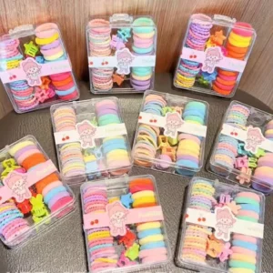 Children’s Hair Ties Non Damaging Hair Bands Claw Clips Sweet Baby Girl Hair Accessories Set Boxed for Kids