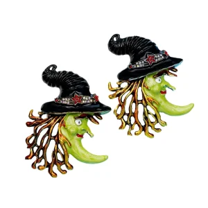 Children’s Halloween Witch Plated Brooch Fashion Crystals Terrifying Witch Pin Festival Cross border Supply Sources