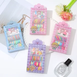 Children’s Korean Style Flower Hair Accessory Gift Set with Cute Polyester & Cotton Hair Bands