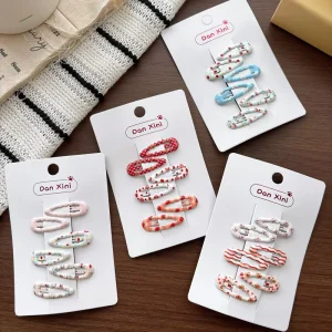Children’s Metal Elegant Colorful Polka Dot Small BB Clips Cute Floral Hairpins for Babies Girls