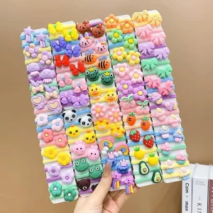 Children’s Sweet Style High Elastic Hair Ties Rope Towel Ring Candy Color Hair Accessories for Girls Bow Tie for Hair