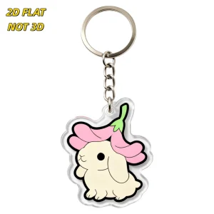 Chili Pepper Bunny Acrylic Keychain Cute Cream Rabbit with Pink Chili Ears & Green Stem Clear Double Sided Charm