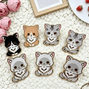 China Brooch Custom Hard Enamel Pin with Screen Printing Cute Cat Logo Metal Lapel Pin Badge