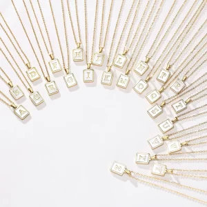China Factory Direct Sale 18K Gold Plated Initial Letter A-Z Stainless Steel Necklace Trendy Link Chain Jewelry