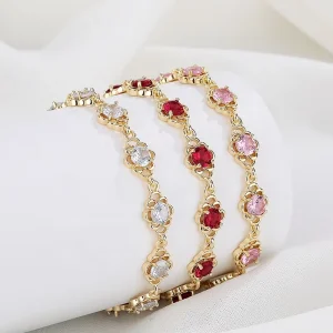 China Factory Top Design 18K Gold Plated Cubic Zircon Custom Charm Bracelet Fashion Jewellery Accessories