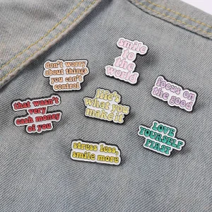 Choose Happy Enamel Pin Focus on Good Love Yourself First You Are Worth It Go Crazy Brooch Badge Jewelry Gift