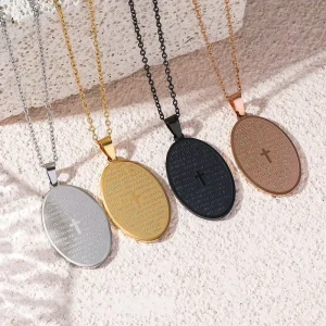 Christian Jewelry Fashion Unisex Letter Stainless Steel Gold Plated Necklace Spanish Bible Verse Pendant Necklace