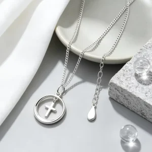 Christian Products Copper Side Cross Choker Necklace Women HipHop Minimalist High Street Niche Dainty Collarbone Jewelry Gift