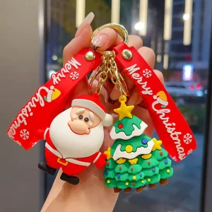 Christmas Anime Santa Claus PVC Keychain Festive Holiday Ornament Cute Cartoon Lightweight Hard Wearing Gift Party Favor