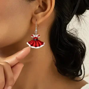 Christmas Costume Hoop Earrings Women’s Vintage Heart Shape Zinc Alloy Jewelry Holiday Accessories Gifts