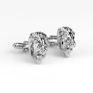 Christmas Gift Fashion French Style Statement Silver Plated Lion Cufflink Bulk Cufflinks for Men