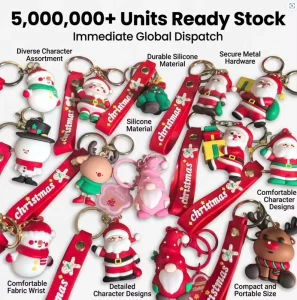 Christmas Keychain Set Resin Santa and Snowman Charm for Backpack Holiday Gift