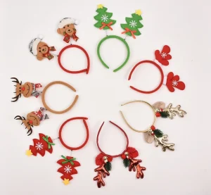 Christmas Red Bows Headbands Women Girl Classic Elastic Reindeer Antler Santa Hair Hoop Band Party Headbands Accessories
