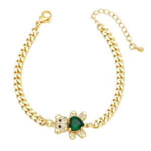 Christmas Style Bear Crystal Stainless Steel Bracelet for Ladies Cartoon Design Fashion Charm Bracelets