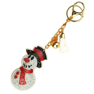 Christmas Theme Rhinestone Key Chain Cute Snowman Elk Pendant Crystal Keyrings Christmas Eve Party Gift Diamond Keychain gift