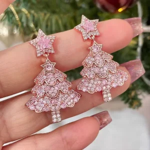 Christmas Tree Earrings Small Fashion Diamond Party Earrings for Women Christian Products