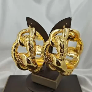 Chunky 24K Gold Plated Cuban Link Hoop Earrings Crocodile Texture Bold Earring No MOQ Wedding Party Accessory EK836