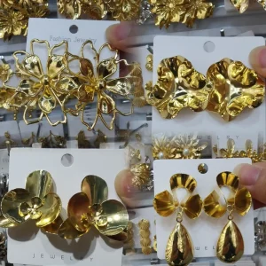Chunky Big Gold Flower Earring Africa Costume Jewelry 18k Gold Earring Anti allergic Earring Jewelry