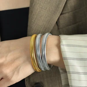 Chunky Bracelet Slip-on Styling Jewelry Stainless Steel Elastic Snake Chain Stretch Bracelets for Women