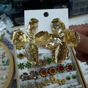 Chunky Gold Flower Earring Big Costume 24k Gold Jewelry No Fade No Rust Golden Flower Jewelry