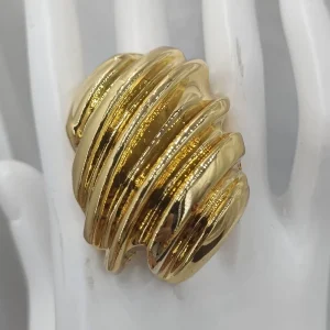Chunky Wide Swirl Statement Ring Gold Plated Vintage Sculptural Twisted Wave Band Ring Waterproof Fashion Jewelry AK082