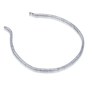 Circle Choker Necklace 925 Sterling Silver Baguette Cut Tennis Chain Beaded Chain Necklace for Women Big Statement Necklace