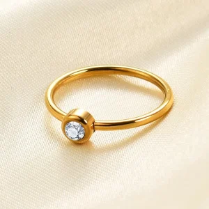 Circle Engraved Fashion Ring Zircon Rhinestone Simple Women Girls Rings Beautiful Modern Jewelry