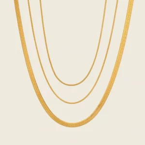 Classic 18K Gold PVD Plated Stainless Steel Snake Chain Necklace for Women Timeless Layering Fashion Jewelry Gifts