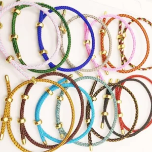 Classic 18K Gold Plated 8 Shaped Unisex Copper Bracelets Fashion Colorful Cable Wire Braided Rope with Accessories Charms