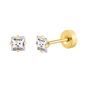 Classic 20G Helix Stainless Steel Screw Back Stud Earrings Gold Color 8mm Double Sided Fashion Piercing Jewelry