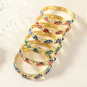Classic 8mm Flower Bracelet for Girl Colorful Enamel Bangle Cuff Bangle Charm Bracelet Women Fashion Accessories