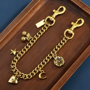 Classic Cherry Flower Fashion Metal Charm 30cm Bag Chain Pendant Accessories