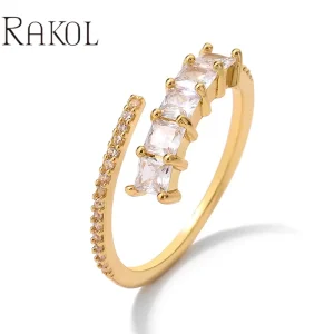 Classic Cubic Zirconia Crystal Sterling 18K Gold Plated Brass Adjustable Rings